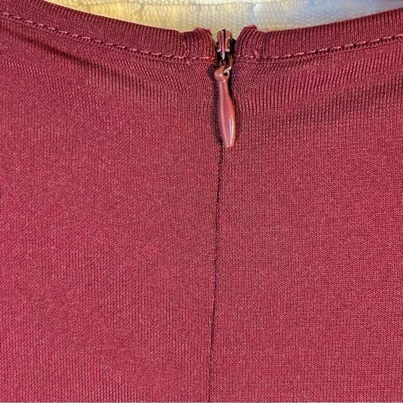 Joan Rivers Plus Size 1X Jersey Knit Jumpsuit 3/4 Slvs Back Zip Wide Leg Maroon - Picture 8 of 14